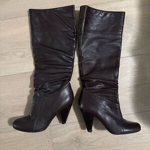 Elegant Brown Leather Knee-High Boots